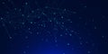 Abstract connected glowing nodes and lines on dark blue background Royalty Free Stock Photo