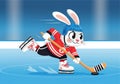 Cute Rabbit Ice Hockey Goalkeeper Cartoon Illustration Royalty Free Stock Photo