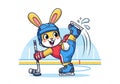 Cute Rabbit Figure Skating Cartoon Illustration Royalty Free Stock Photo