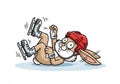 Cute Rabbit Figure Skating Cartoon Illustration Royalty Free Stock Photo