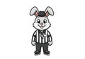 Cute Rabbit Referee Cartoon Character Illustration Royalty Free Stock Photo