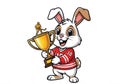 Cute Bunny Champion Holding Trophy Illustration Royalty Free Stock Photo