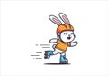 Cute Bunny Running Fast Cartoon Illustration Royalty Free Stock Photo