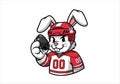 Cute Bunny Athlete Mascot Holding Ball Illustration Royalty Free Stock Photo