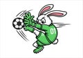 Rabbit Goalkeeper Catching Soccer Ball Cartoon Illustration Royalty Free Stock Photo