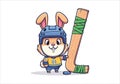 Cute Hockey Bunny Mascot Cartoon Illustration Royalty Free Stock Photo