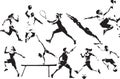 Dynamic Sports Action Silhouettes Collection Royalty Free Stock Photo