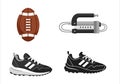 American Football Equipment and Running Shoes Vector Illustration Royalty Free Stock Photo