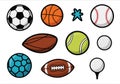 Sports Balls and Equipment Flat Vector Collectiom Royalty Free Stock Photo