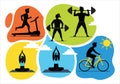 Fitness and Healthy Lifestyle Flat Vector Icons Set Royalty Free Stock Photo