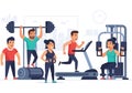 Modern Gym Fitness Training Scene Flat Illustration Royalty Free Stock Photo