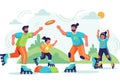 Kids Playing Outdoor Sports and Games Flat Illustration Royalty Free Stock Photo