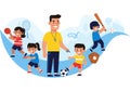 Football Coach Training Kids Team Flat Illustration D Royalty Free Stock Photo