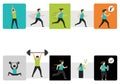 Fitness Exercise Icons and Workout Poses Illustration Collection Royalty Free Stock Photo