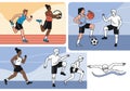 Athletes Performing Different Sports Activities Flat Illustration Set Royalty Free Stock Photo