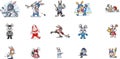 Cute Cartoon Animal Characters in Dynamic Sports Poses Illustration Set Royalty Free Stock Photo