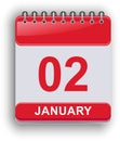 January 02 Daily Calendar Page Minimal Layout Royalty Free Stock Photo