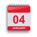 January 04 Calendar Daily Sheet Simple Style Royalty Free Stock Photo
