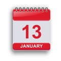 January 13 Daily Planner Page Modern Style Royalty Free Stock Photo
