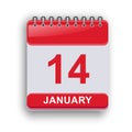 January 14 Daily Calendar Printable Template Royalty Free Stock Photo
