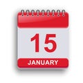 January 15 Calendar Daily Sheet Minimal Look Royalty Free Stock Photo