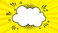 Retro comic empty speech bubbles on yellow background. comic book style. retro pop art. balloon speech bubble. halftone sunrays Royalty Free Stock Photo