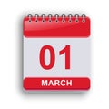 March 1 Daily Calendar Template Clean Design Royalty Free Stock Photo