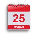 March 25 Monthly Daily Calendar Clean Layout Royalty Free Stock Photo