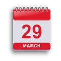 March 29 Monthly Daily Planner Calendar Page Royalty Free Stock Photo