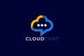 Minimal Futuristic Cloud Chat Logo, Cloud Tech Chat Logo Template Royalty Free Stock Photo
