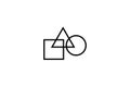 Abstract Circle Square Triangle Logo, Minimal Geometric Shape Logo Icon Royalty Free Stock Photo