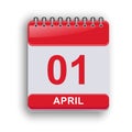 April 1 Daily Calendar Template Clean Design Royalty Free Stock Photo