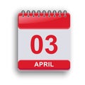 April 3 Daily Calendar Page Minimal Clean Royalty Free Stock Photo