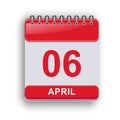 April 6 Daily Planning Calendar Simple Look Royalty Free Stock Photo