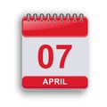 April 7 Daily Calendar Printable Flat Design Royalty Free Stock Photo