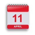 April 11 Daily Calendar Page Simple Style Royalty Free Stock Photo