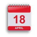 April 18 Daily Planner Calendar Clean Style Royalty Free Stock Photo