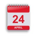 April 24 Daily Calendar Sheet Elegant Clean Royalty Free Stock Photo