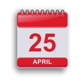 April 25 Daily Planner Page Modern Minimal Royalty Free Stock Photo