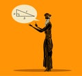 pythagoras discovering the triangle theorem in orange style Royalty Free Stock Photo