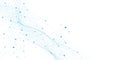 Abstract technology network connection with dots lines and wavy on white background Royalty Free Stock Photo