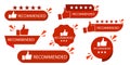 Recommended badges with thumbs up icons and star ratings Royalty Free Stock Photo