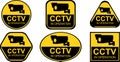 CCTV in Operation Security Warning Badge Set Royalty Free Stock Photo