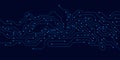 Futuristic circuit board technology, connected electronics elements on dark blue background Royalty Free Stock Photo