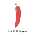 Red Chili Pepper Flat Cartoon Vector Illustration Isolated on White Background Royalty Free Stock Photo