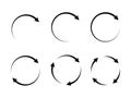 A set of vector icons of various circular arrows, refresh symbols, and cycles Royalty Free Stock Photo
