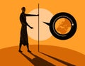 eratosthenes of cyrene measuring the earth circumference with shadows and sun Royalty Free Stock Photo