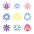 A set of abstract flower icons isolated on a white background, a color simple vector illustration Royalty Free Stock Photo