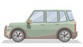 Side view vector illustration of a boxy light green SUV featuring tan accents. Royalty Free Stock Photo
