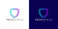 Modern Tech Shield Logo Design for Cyber Security and Digital Protection Branding Royalty Free Stock Photo